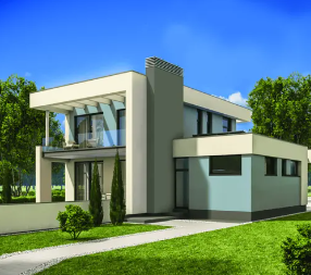 Exterior wall coated with weatherproof paint finish